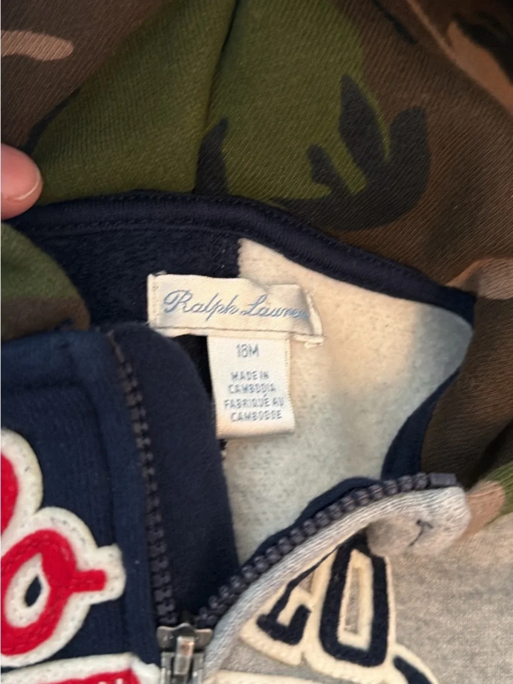 Ralph Lauren Baby Navy & Gray Camo Hooded Zip-Up Sweatshirt